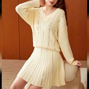 MOTF SEQUIN EMBELLISHED SWEATER & KNIT SKIRT SET